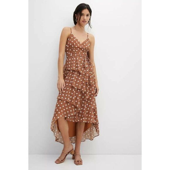 NWT ANTHROPOLOGIE X HUTCH Sz XL POLKA DOT WRAP TIERED MAXI DRESS - Picture 1 of 3